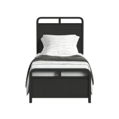 Mor Furniture Bedroom Sets|Emberly Panel Bed, Dresser, Mirror & Nightstand In Black, Twin