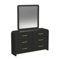 Mor Furniture Bedroom Sets|Emberly Panel Bed, Dresser, Mirror & Nightstand In Black, Twin