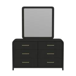 Mor Furniture Bedroom Sets|Emberly Panel Bed, Dresser, Mirror & Nightstand In Black, Twin