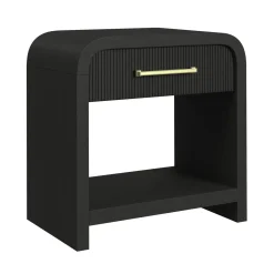 Mor Furniture Bedroom Sets|Emberly Panel Bed, Dresser, Mirror & Nightstand In Black, Twin