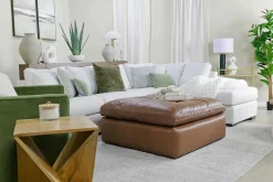 Mor Furniture Ottomans|Emillia Oversized Ottoman In Caramel Leather