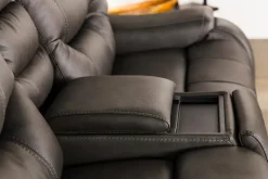 Mor Furniture Reclining Loveseats|Loveseats|Estilo 2 Power Console Loveseat In Canyon Gray