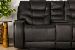 Mor Furniture Reclining Loveseats|Loveseats|Estilo 2 Power Console Loveseat In Canyon Gray