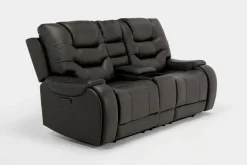 Mor Furniture Reclining Loveseats|Loveseats|Estilo 2 Power Console Loveseat In Canyon Gray