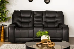 Mor Furniture Reclining Loveseats|Loveseats|Estilo 2 Power Console Loveseat In Canyon Gray