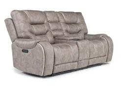 Mor Furniture Reclining Loveseats|Loveseats|Estilo 2 Power Console Loveseat In Canyon Gray