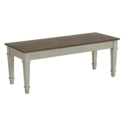 Mor Furniture Dining Benches|Farmington Dining Bench In Medium Brown/Washed Stone