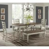 Mor Furniture Seating For 6|Dining Room Sets|Farmington Dining Table, 4 Chairs & Bench In Medium Brown/Washed Stone