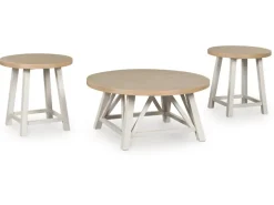 Mor Furniture Coffee Tables|Fawndell Coffee Table & 2 End Tables In Antique White/Brown