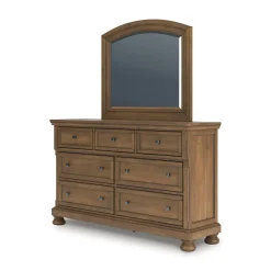Mor Furniture Bedroom Sets|Feddinger Panel Bed, Dresser, Mirror & Nightstand In Medium Brown, Queen