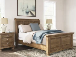 Mor Furniture Beds|Feddinger Sleigh Bed In Medium Brown, Queen