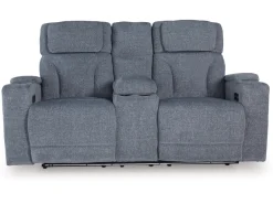 Mor Furniture Reclining Loveseats|Loveseats|Forest Lake 2 Power Console Loveseat In Alloy