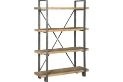 Mor Furniture Bookcases & Library Walls|Forestmin Tall Bookcase In Natural Wood & Gray Metal