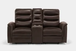 Mor Furniture Reclining Sofas|Loveseats|Forte Reclining Console Loveseat In Dark Brown