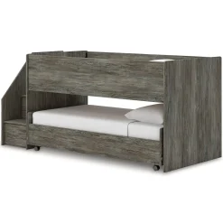 Mor Furniture Kids Beds & Bunk Beds|Frandern Loft Bed W/ Caster Bed & Storage Steps In Gray, Twin