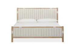 Mor Furniture Bedroom Sets|Furano Channel Upholstered Panel Bed, Dresser, Mirror & Nightstand In Ginger, Full