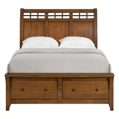 Mor Furniture Storage Beds|Beds|Gage Sleigh Bed W/ Storage In Chestnut, Queen