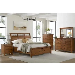 Mor Furniture Storage Beds|Beds|Gage Sleigh Bed W/ Storage In Chestnut, Queen