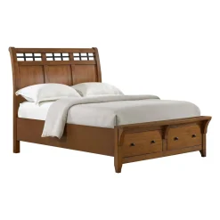 Mor Furniture Storage Beds|Beds|Gage Sleigh Bed W/ Storage In Chestnut, Queen