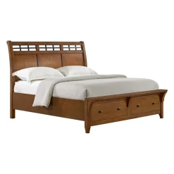Mor Furniture Storage Beds|Beds|Gage Sleigh Bed W/ Storage In Chestnut, Queen
