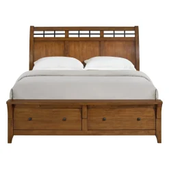 Mor Furniture Bedroom Sets|Gage Sleigh Bed W/ Storage, Dresser, Mirror & Nightstand In Chestnut, Queen