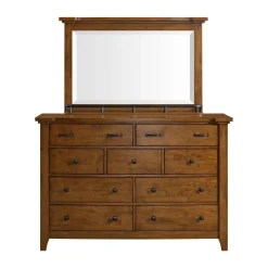 Mor Furniture Bedroom Sets|Gage Sleigh Bed W/ Storage, Dresser, Mirror & Nightstand In Chestnut, Queen