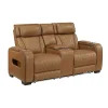 Mor Furniture Reclining Loveseats|Loveseats|Gallington 2 Power Console Loveseat In Brown