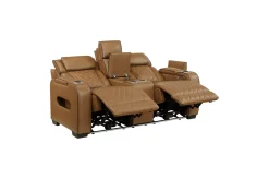 Mor Furniture Reclining Loveseats|Loveseats|Gallington 2 Power Console Loveseat In Brown
