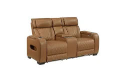 Mor Furniture Living Room Sets|Gallington 2 Power Sofa & Console Loveseat In Brown