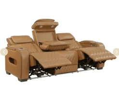 Mor Furniture Reclining Sofas|Sofas|Gallington 2 Power Sofa W/ Drop Down Console In Brown