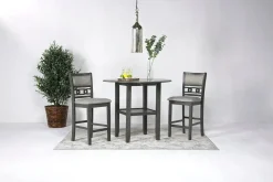Mor Furniture Round Dining Sets|Counter Height Dining Sets|Gia Counter Height Extendable Round Dining Table & 2 Stools In Gray