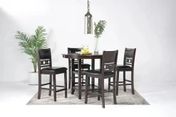 Mor Furniture Seating For 4|Round Dining Sets|Gia Round Counter Height Dining Table & 4 Stools In Gray