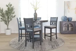 Mor Furniture Seating For 4|Round Dining Sets|Gia Round Counter Height Dining Table & 4 Stools In Gray