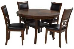 Mor Furniture Seating For 4|Round Dining Sets|Gia Round Dining Table & 4 Chairs In Dark Brown