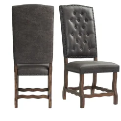 Mor Furniture Dining Chairs|Gramercy Tufted Tall Back Side Chair In Walnut, Set Of 2