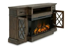 Mor Furniture Tv Stands|Fireplace Tv Stands|Harbor Console W/ Fireplace Insert In Brown, 70 Inch Brown Har