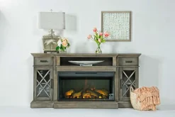 Mor Furniture Tv Stands|Fireplace Tv Stands|Harbor Console W/ Fireplace Insert In Brown, 70 Inch Brown Har