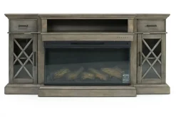 Mor Furniture Tv Stands|Fireplace Tv Stands|Harbor Console W/ Fireplace Insert In Brown, 70 Inch Brown Har