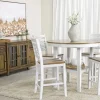 Mor Furniture Seating For 4|Round Dining Sets|Harlin Round Counter Height Dining Table & 4 Stools In White/Brown