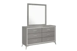 Mor Furniture Bedroom Sets|Huxley Panel Bed, Dresser, Mirror & Nightstand In Gray, Full