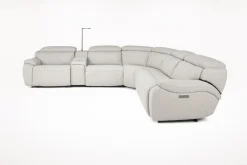 Mor Furniture Reclining Sectionals|Sectionals|Imperial 6 Piece 2 Power Sectional W/ 2 Power Armless Recliner In Blanca Light Gray Leather