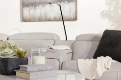 Mor Furniture Reclining Sectionals|Sectionals|Imperial 6 Piece 2 Power Sectional W/ 2 Power Armless Recliner In Blanca Light Gray Leather