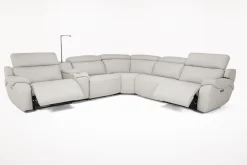 Mor Furniture Reclining Sectionals|Sectionals|Imperial 6 Piece 2 Power Sectional In Blanca Light Gray Leather