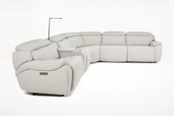 Mor Furniture Reclining Sectionals|Sectionals|Imperial 6 Piece 2 Power Sectional In Blanca Light Gray Leather