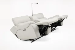 Mor Furniture Reclining Loveseats|Loveseats|Imperial 2 Power Console Loveseat In Blanca Light Gray Leather