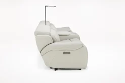 Mor Furniture Reclining Loveseats|Loveseats|Imperial 2 Power Console Loveseat In Blanca Light Gray Leather