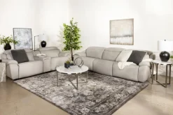 Mor Furniture Reclining Loveseats|Loveseats|Imperial 2 Power Console Loveseat In Blanca Light Gray Leather