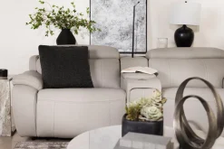 Mor Furniture Reclining Loveseats|Loveseats|Imperial 2 Power Console Loveseat In Blanca Light Gray Leather