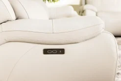 Mor Furniture Living Room Sets|Imperial 2 Power Sofa & Loveseat In Blanca Light Gray Leather