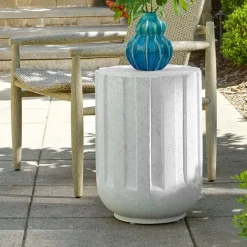 Mor Furniture Outdoor Accent Tables|Jane Outdoor Round Accent Table In White